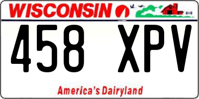 WI license plate 458XPV