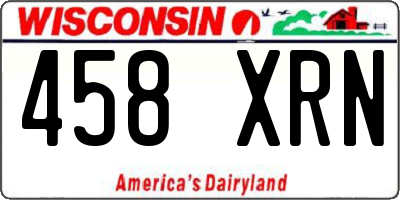 WI license plate 458XRN