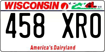 WI license plate 458XRO