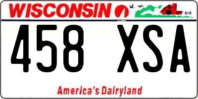 WI license plate 458XSA
