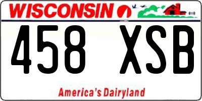 WI license plate 458XSB