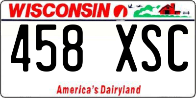 WI license plate 458XSC