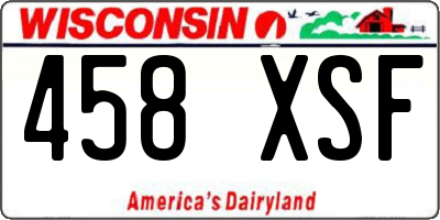 WI license plate 458XSF