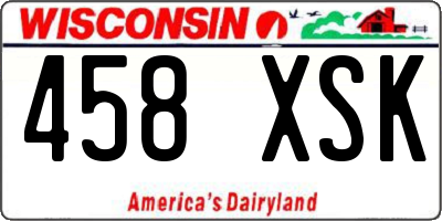 WI license plate 458XSK