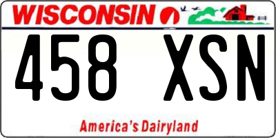 WI license plate 458XSN