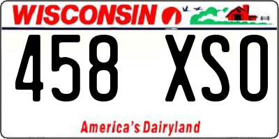WI license plate 458XSO