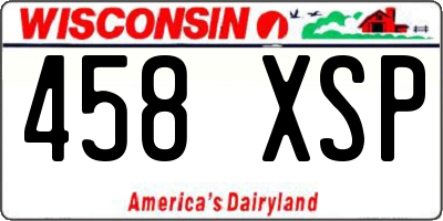 WI license plate 458XSP