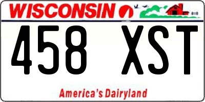 WI license plate 458XST