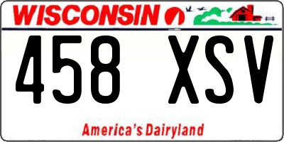 WI license plate 458XSV