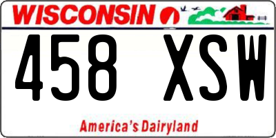 WI license plate 458XSW