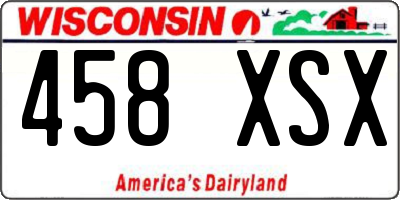 WI license plate 458XSX