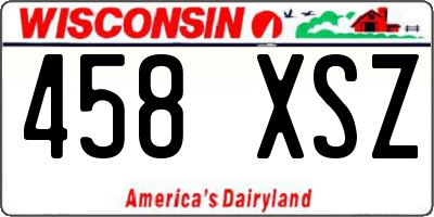 WI license plate 458XSZ