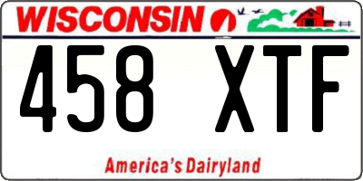 WI license plate 458XTF