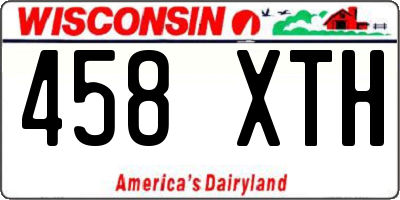 WI license plate 458XTH