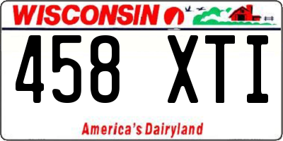 WI license plate 458XTI