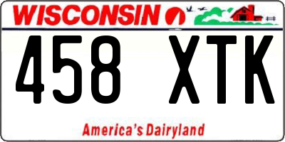 WI license plate 458XTK