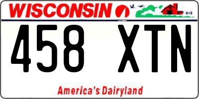 WI license plate 458XTN