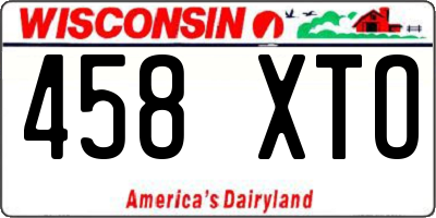 WI license plate 458XTO