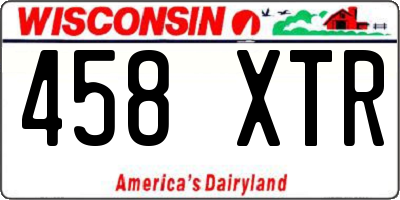 WI license plate 458XTR
