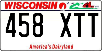 WI license plate 458XTT