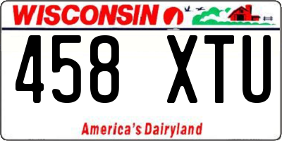 WI license plate 458XTU