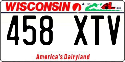 WI license plate 458XTV