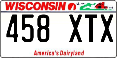 WI license plate 458XTX