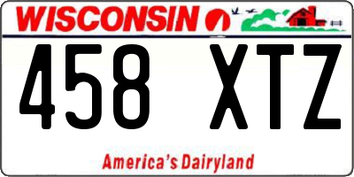 WI license plate 458XTZ