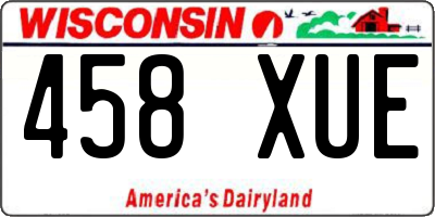 WI license plate 458XUE