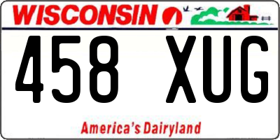 WI license plate 458XUG