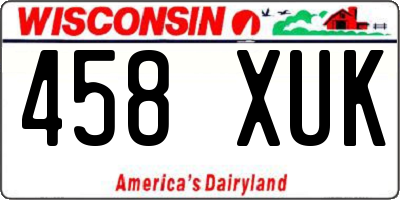 WI license plate 458XUK