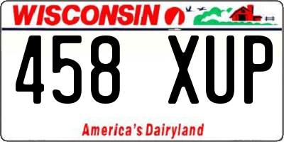 WI license plate 458XUP