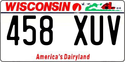 WI license plate 458XUV