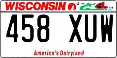 WI license plate 458XUW