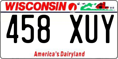 WI license plate 458XUY
