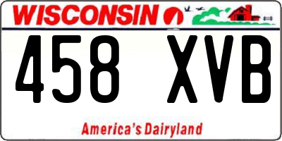 WI license plate 458XVB