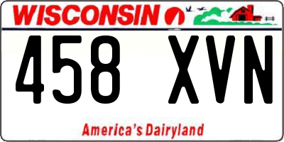 WI license plate 458XVN