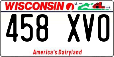 WI license plate 458XVO