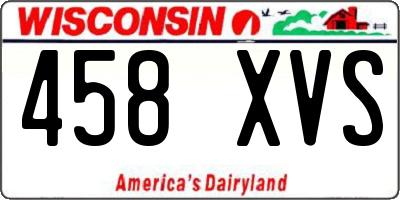 WI license plate 458XVS