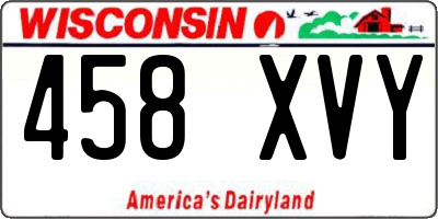WI license plate 458XVY