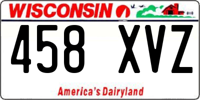 WI license plate 458XVZ