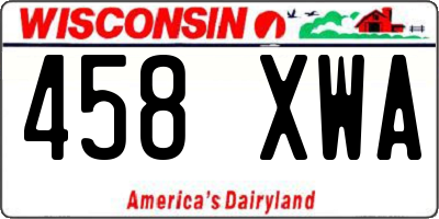 WI license plate 458XWA