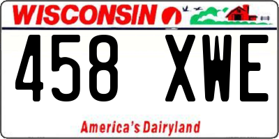 WI license plate 458XWE