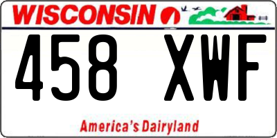 WI license plate 458XWF