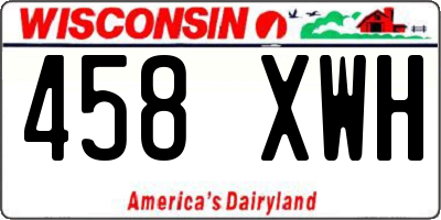 WI license plate 458XWH