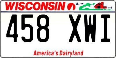 WI license plate 458XWI