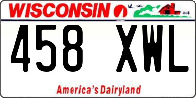 WI license plate 458XWL