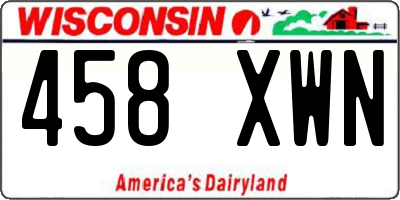 WI license plate 458XWN