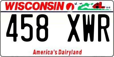 WI license plate 458XWR