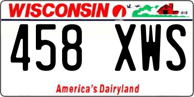 WI license plate 458XWS